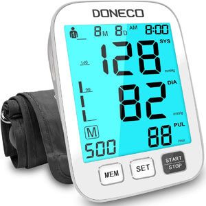 Blood Pressure Monitor Upper Arm Automatic Digital BP Monitor Adjustable Large Cuff Backlit Display 2x500 Memory Includes Batteries Monitoring Meter for Home Use