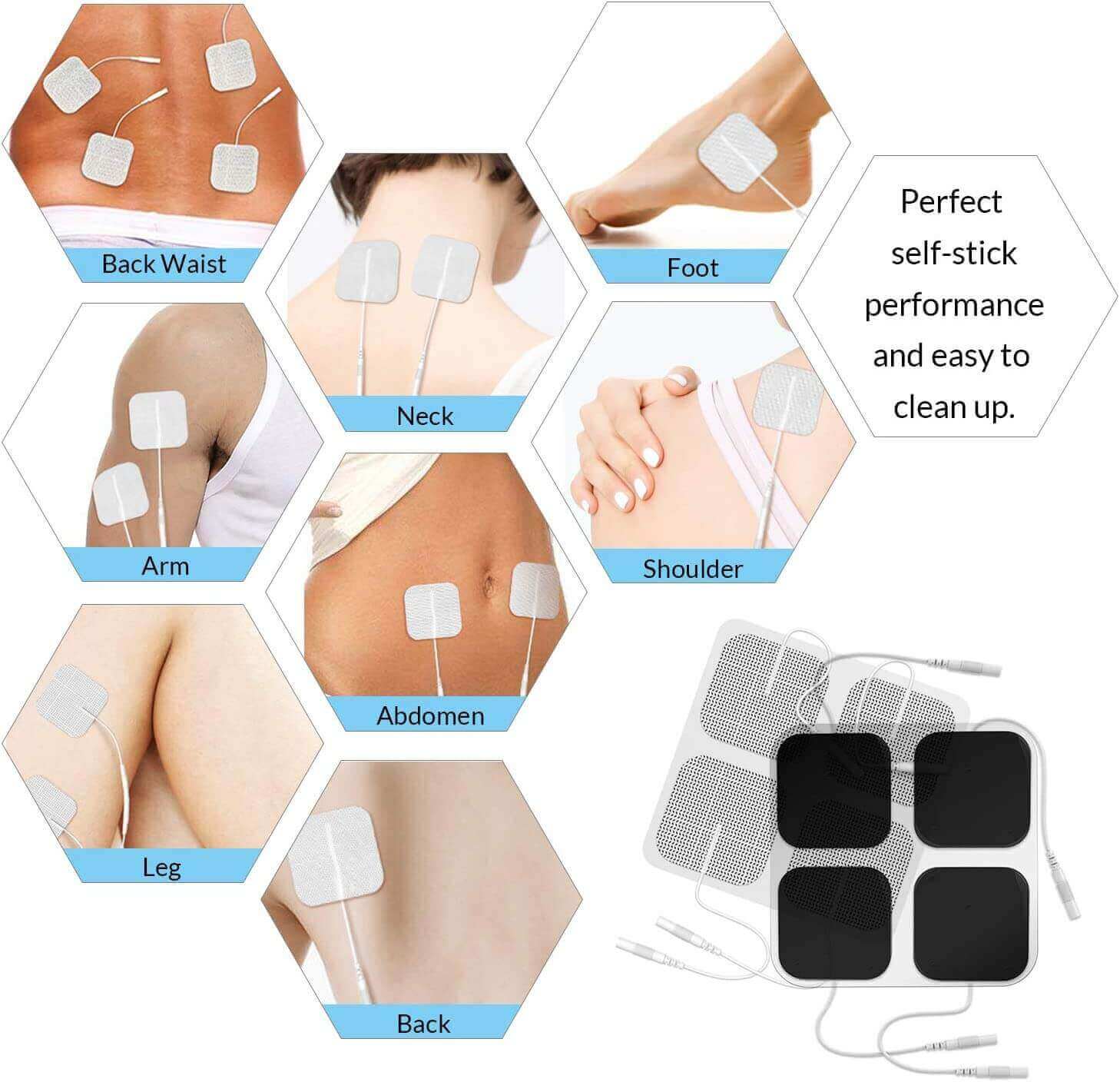 DONECO replacement pads for tens unit - 20 Pcs - 2x2in use of where is feels pain on your body