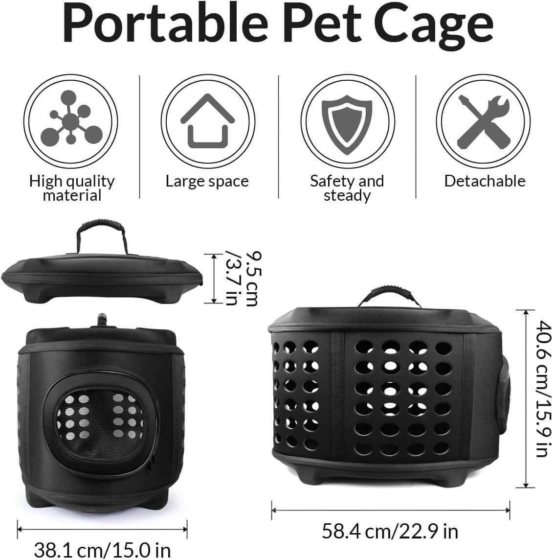 FRiEQ 23-Inch Large Hard Cover Pet Carrier - Pet Travel Kennel for Cats, Small Dogs & Rabbits - Portable Pet Cage