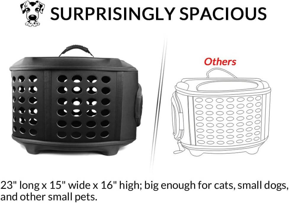 FRiEQ 23-Inch Large Hard Cover Pet Carrier - Pet Travel Kennel for Cats, Small Dogs & Rabbits - Surprisingly spacious