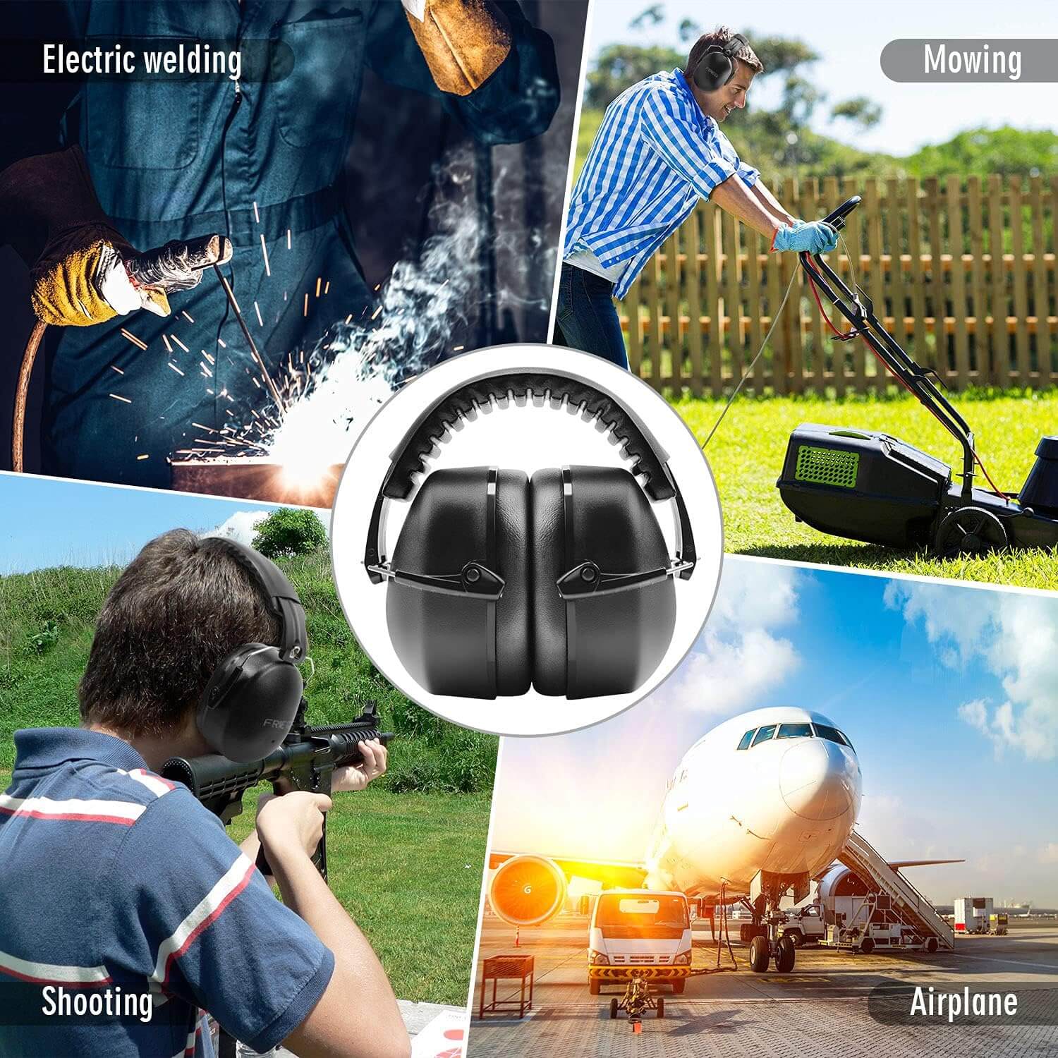 FRiEQ 37 dB NRR Sound Technology Safety Ear Muffs with LRPu Foam for Shooting, Music & Yard Work - Shooting, Music & Yard Work