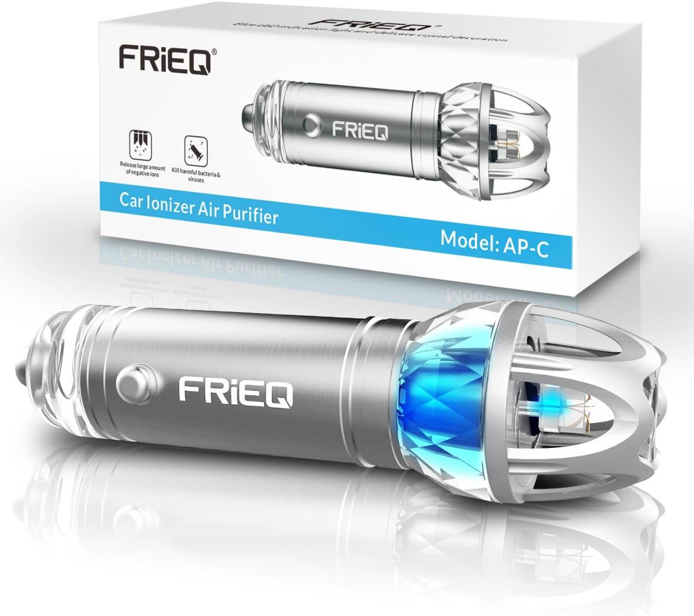 FRiEQ Car Air Purifier, Car Air Freshener and Ionic Air Purifier | Remove Dust, Pollen, Smoke and Bad Odors - Available for Your Auto or RV