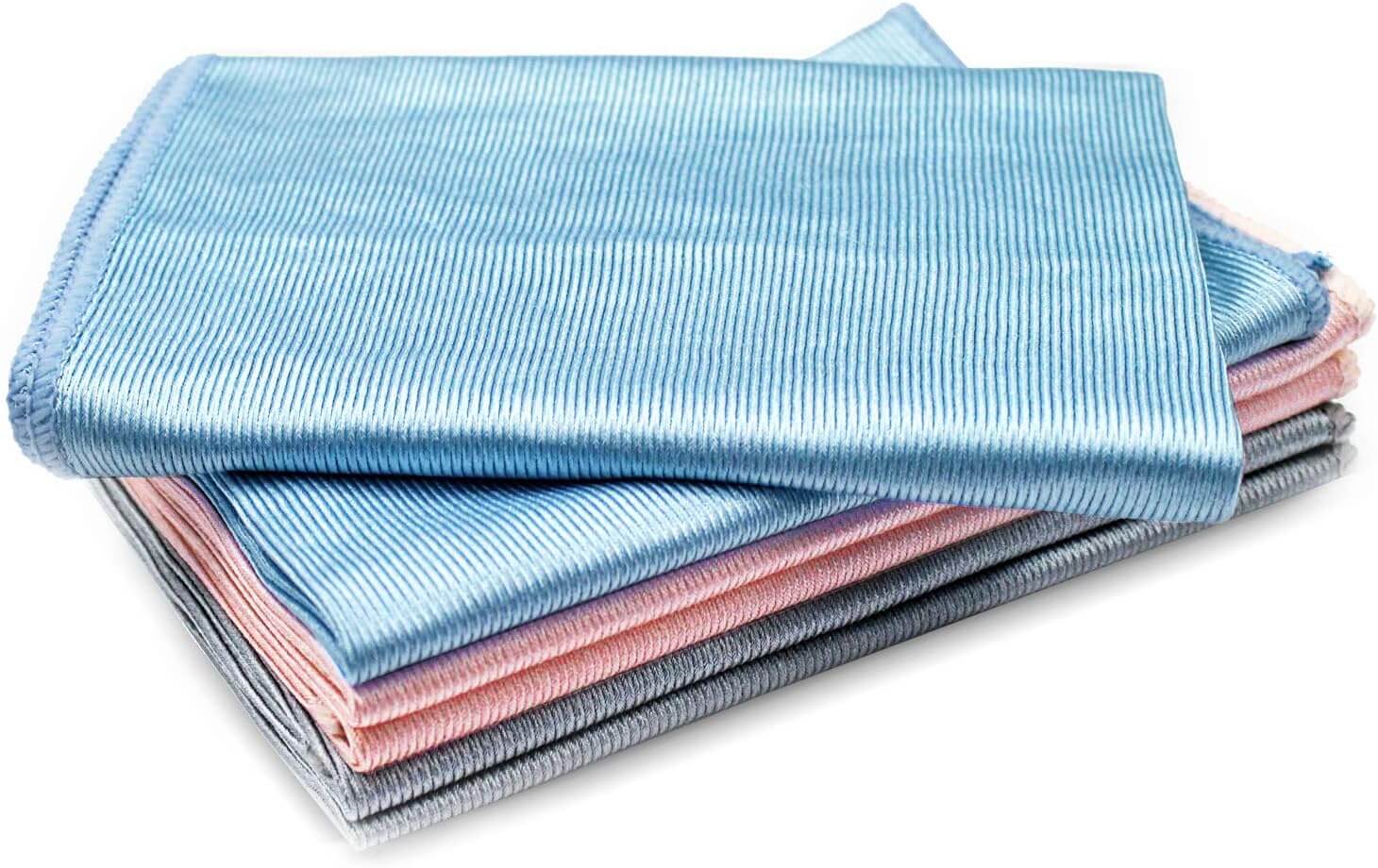 ZERLA Microfiber Glass Cleaning Cloths Streak Free - Lint Free - Quickly Clean Windows, Windshields, Mirrors, and Stainless Steel- 6 Pack
