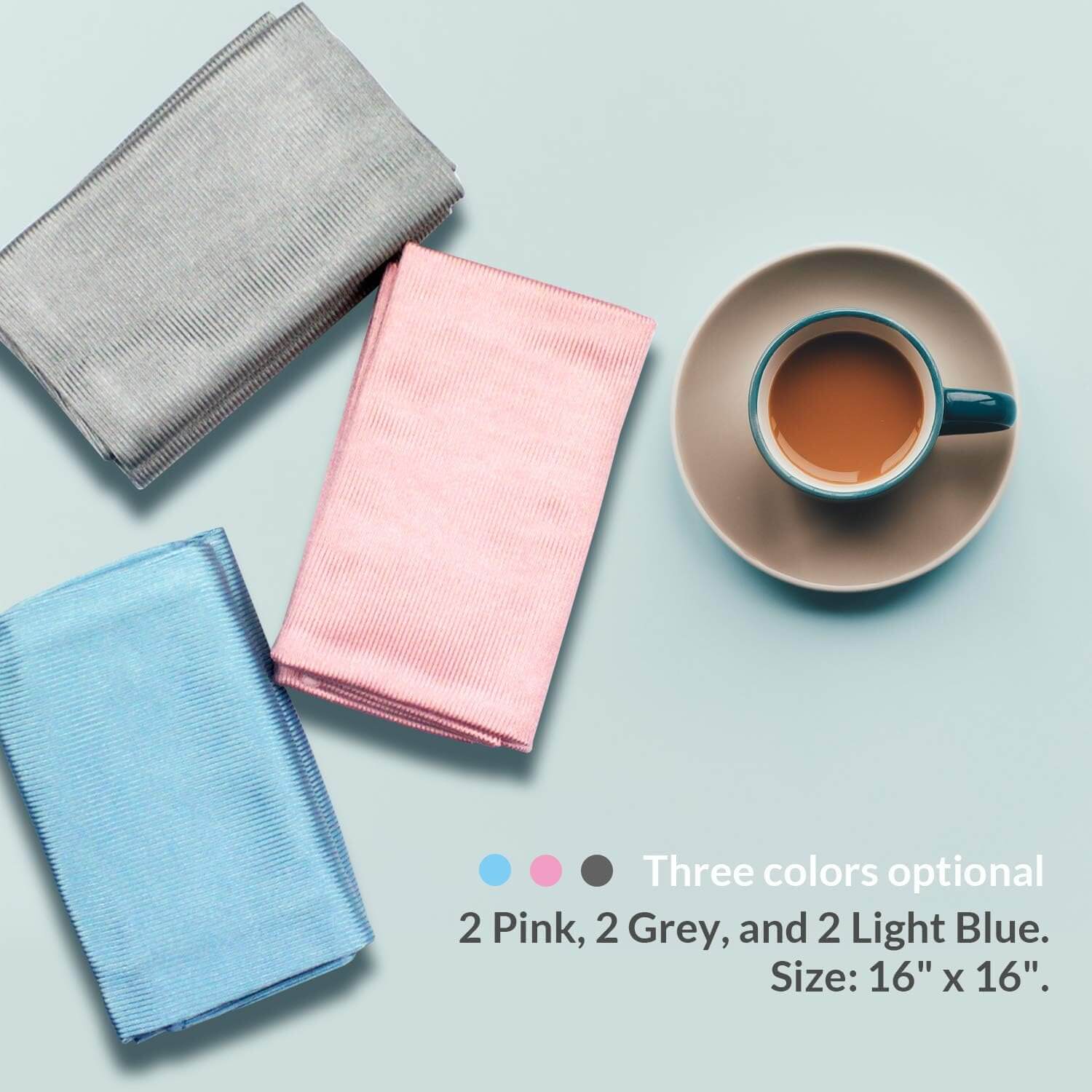 ZERLA Microfiber Glass Cleaning Cloths Streak Free - Lint Free - Quickly Clean Windows, Windshields, Mirrors, and Stainless Steel- 6 Pack - Three colors optional
